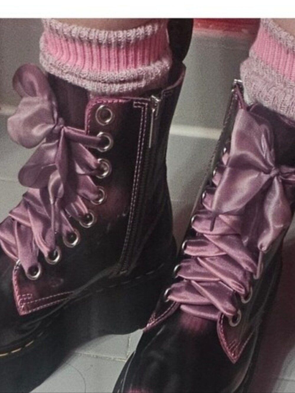 Dr. Martens Metallic Purple-Black Platform Lace-Up Boots - Picture 10 of 10